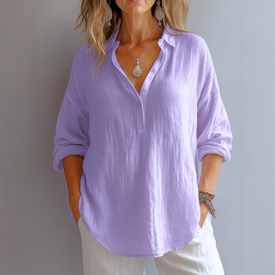 Ondine™ – Elegante Leinenbluse mit V-Ausschnitt