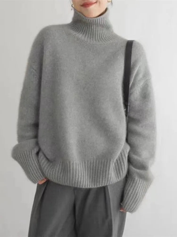 Collaria™ – Eleganter Pullover mit hohem Kragen