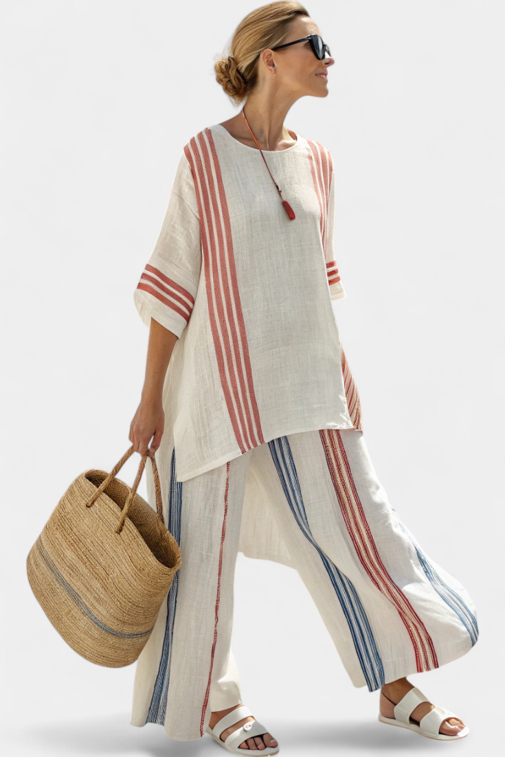 Elke™ – Luftiges Zweiteiler-Set mit Streifen und Oversize-Passform
