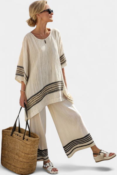 Elke™ – Luftiges Zweiteiler-Set mit Streifen und Oversize-Passform