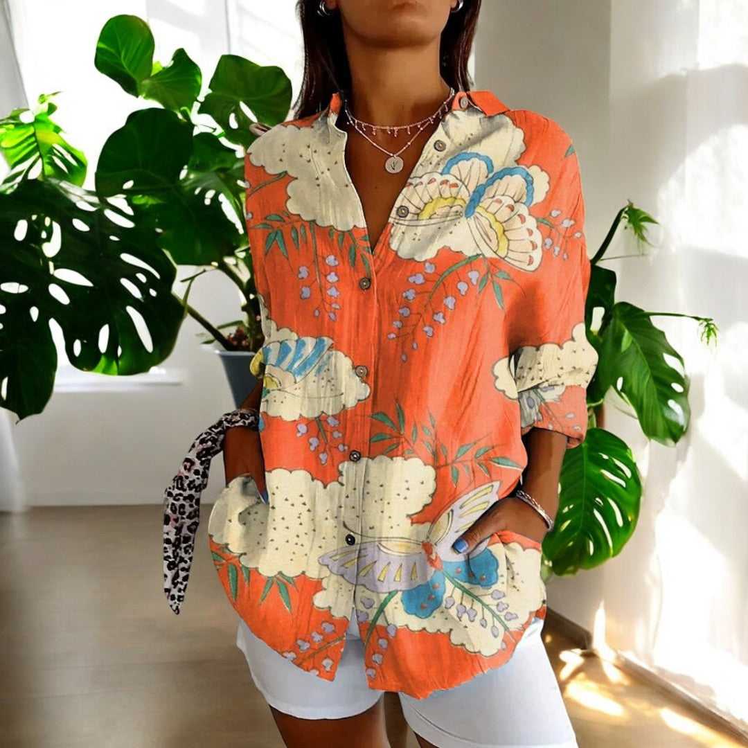 Gisela™ - Vintage Blümchen Sommerliche Alltagsbluse
