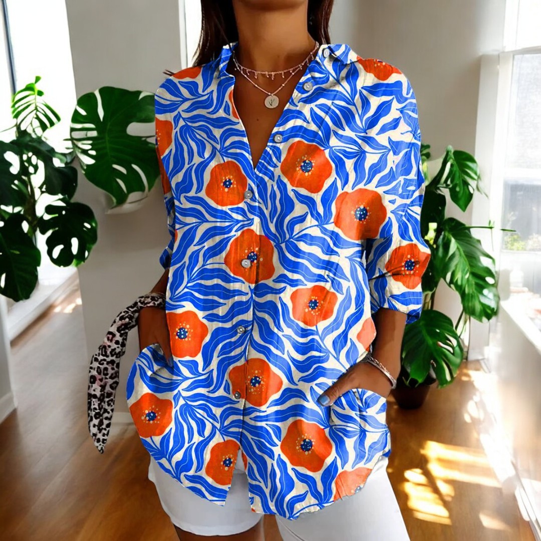 Gisela™ - Vintage Blümchen Sommerliche Alltagsbluse