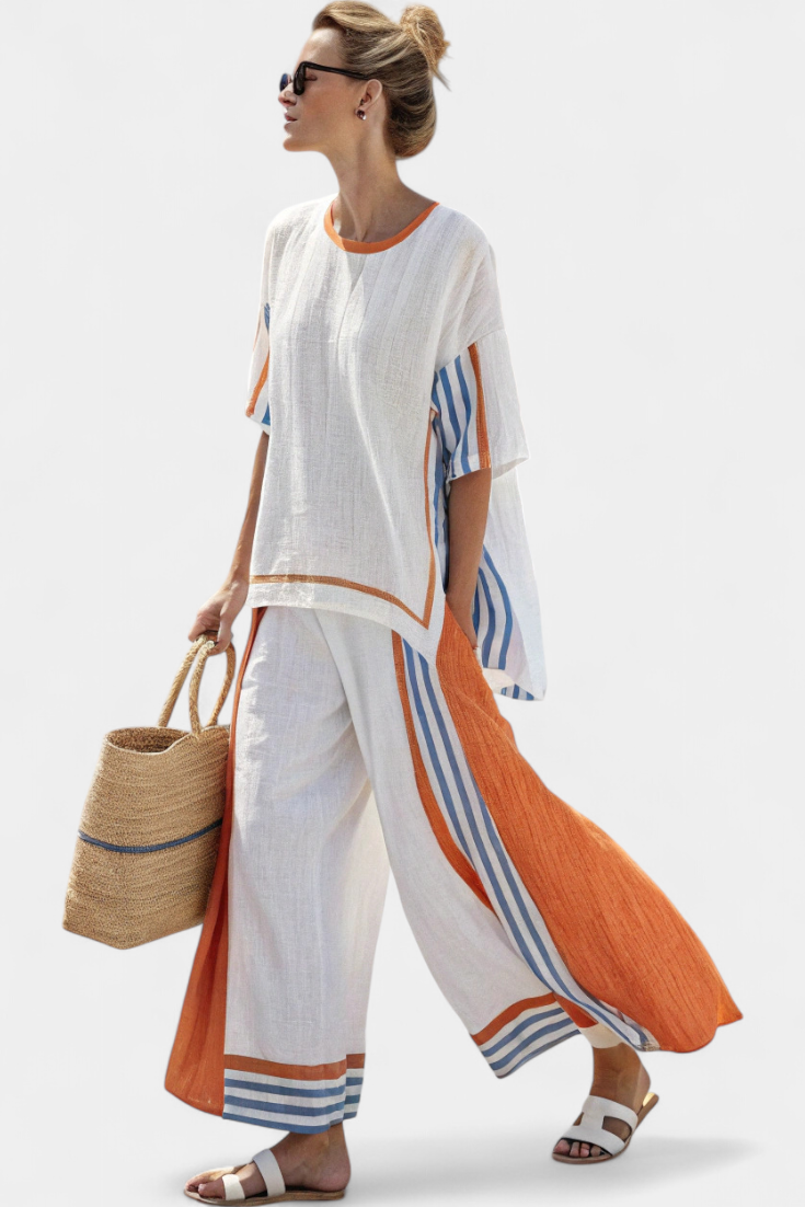 Elke™ – Luftiges Zweiteiler-Set mit Streifen und Oversize-Passform