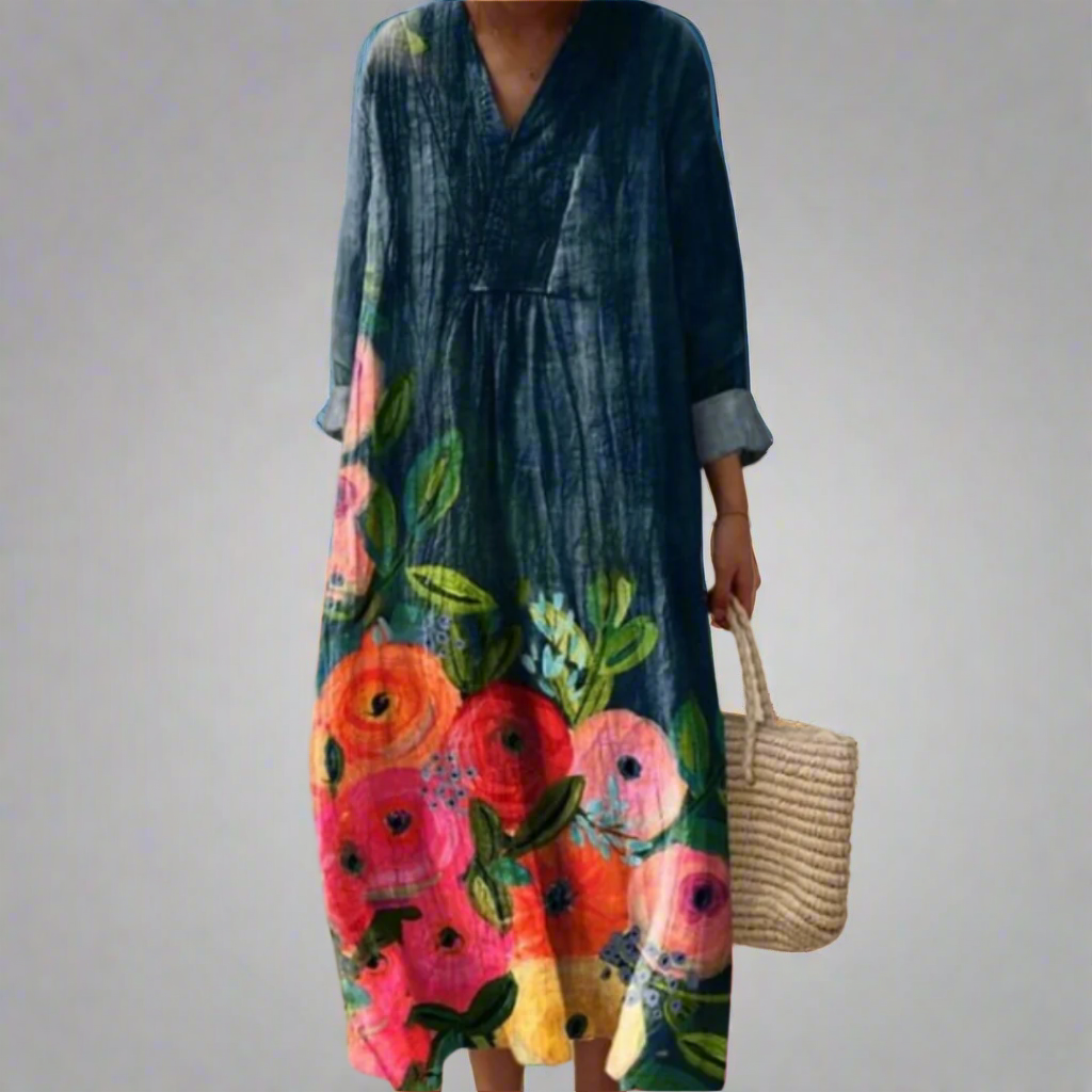 Poppy™ | Aquarell-Blumen Maxikleid