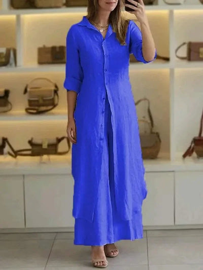 Lunara™ - Luftiges & Entspanntes Set mit Blusenkleid und Hose