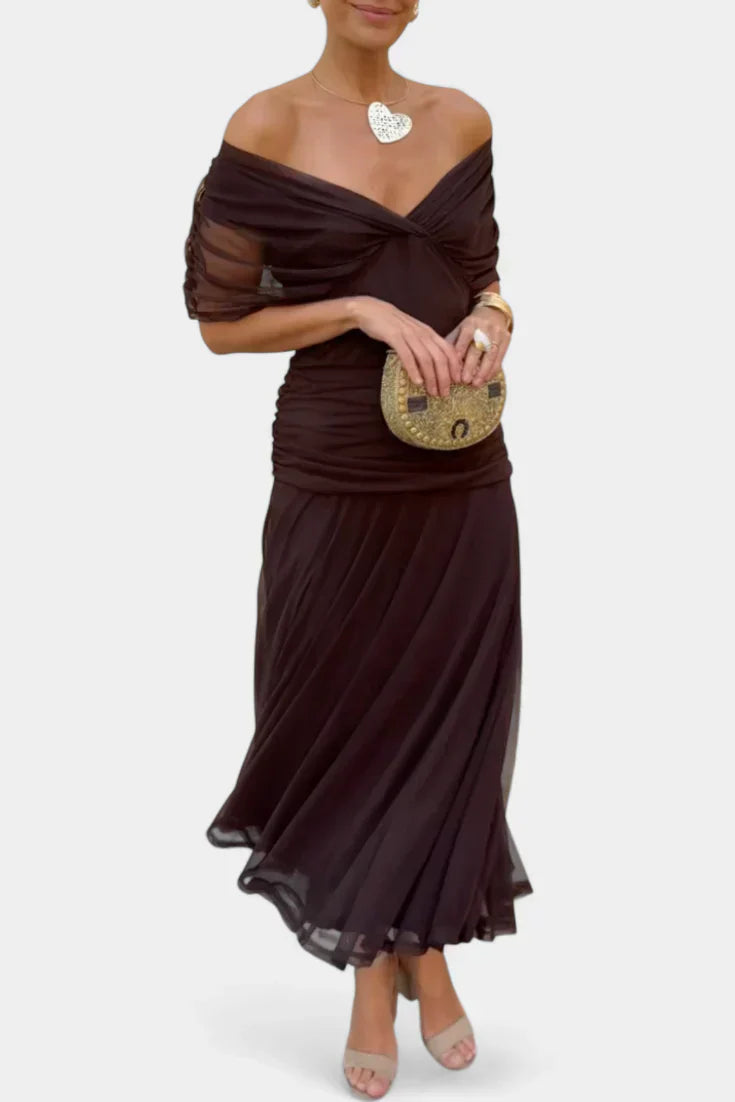 Florayne™ - Elegantes Fließendes Midikleid mit V-Ausschnitt