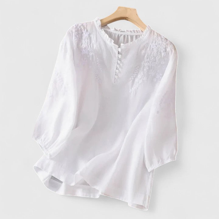 Florique™ - Luftige Bluse mit Besticktem Schulterdesign