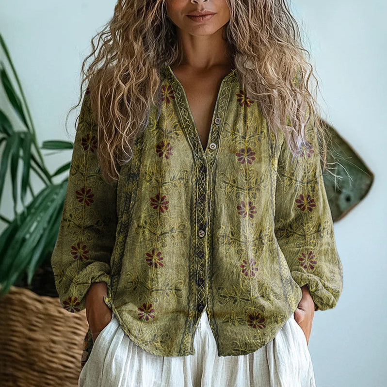Ebba™ - Elegante Bluse mit Blattmuster