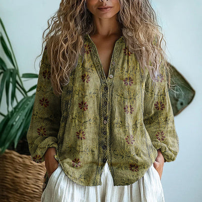 Ebba™ - Elegante Bluse mit Blattmuster