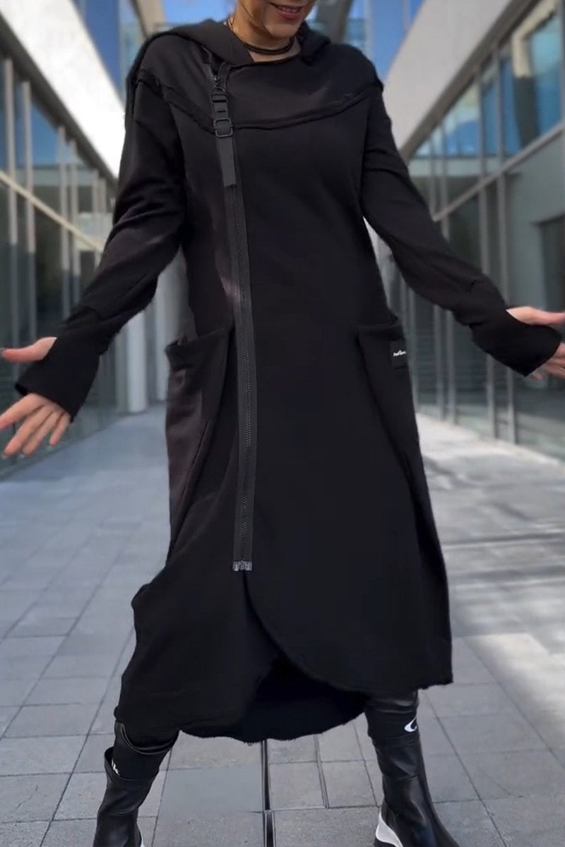 Siera™ - Bequemes Langes Fließendes Kleid mit Kapuze