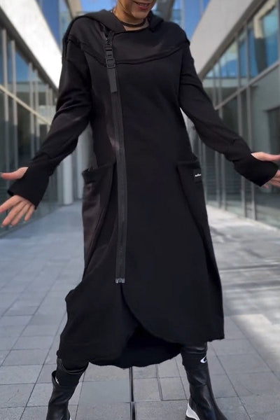 Siera™ - Bequemes Langes Fließendes Kleid mit Kapuze
