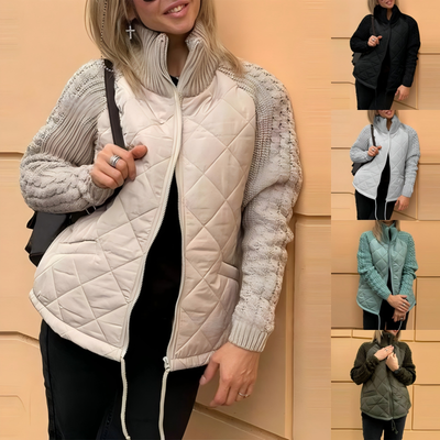 Auvia™ – Damenjacke Aus Gestricktem Patchwork Leichte und Stilvolle Daunenjacke