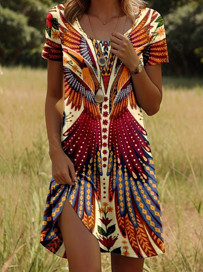Isla™ – Kleid mit Indisch-inspiriertem Print und Rundhalsausschnitt