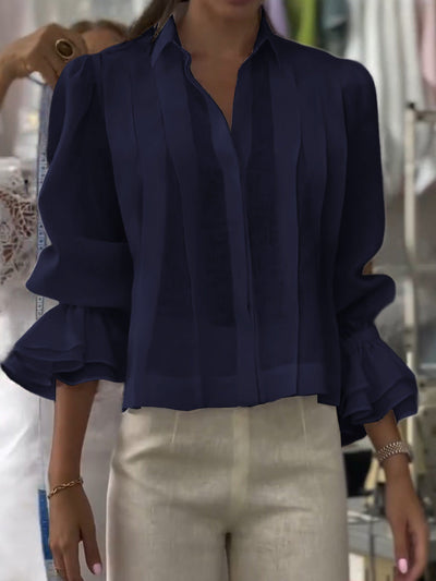 Flaria™ - Luftige & lockere Bluse mit Falten und Gerüschten Ärmeln