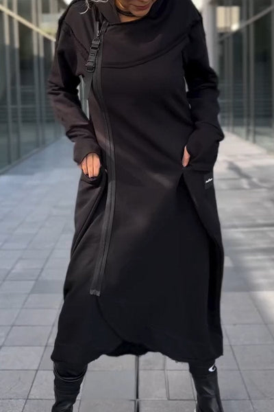 Siera™ - Bequemes Langes Fließendes Kleid mit Kapuze