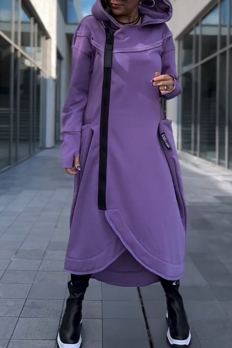 Siera™ - Bequemes Langes Fließendes Kleid mit Kapuze