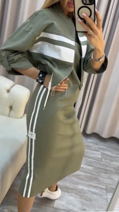 Feyra™ - Lässiges und Stilvolles Set mit Rundhalsausschnitt-Kleid und Jacke für Damen