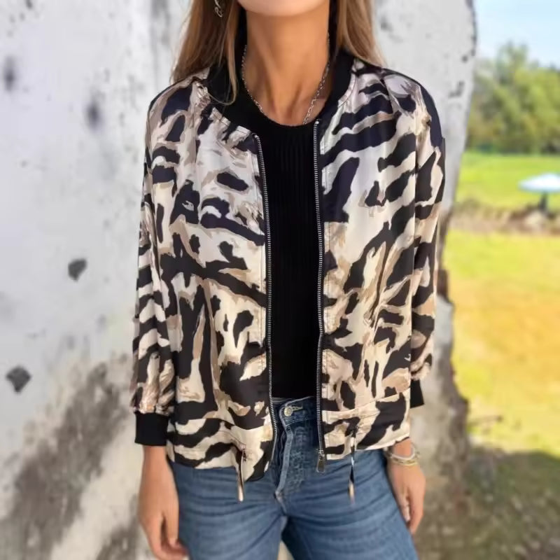 Zebora™ - Bomberjacke mit Zebramuster und Reißverschluss