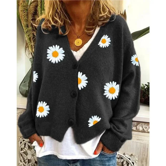 Fiorine™ - Bestickte, Stilvolle Strickjacke mit Peter-Pan-Kragen