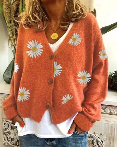 Fiorine™ - Bestickte, Stilvolle Strickjacke mit Peter-Pan-Kragen