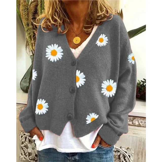 Fiorine™ - Bestickte, Stilvolle Strickjacke mit Peter-Pan-Kragen