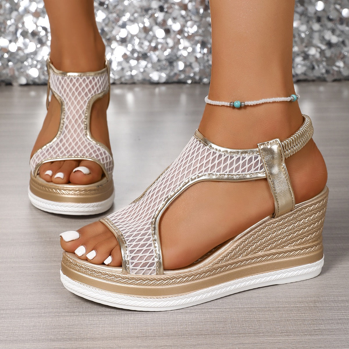 Inez™ – Elegante Orthopädische Slip-in-Sandalen für Damen mit Keilabsatz