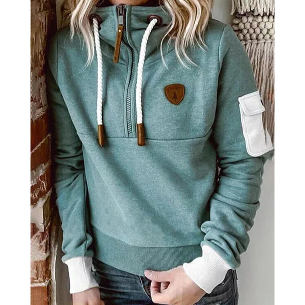 Snuvia™ - Kapuzenpullover mit Viertelreißverschluss Kordelzug und Ärmeltasche