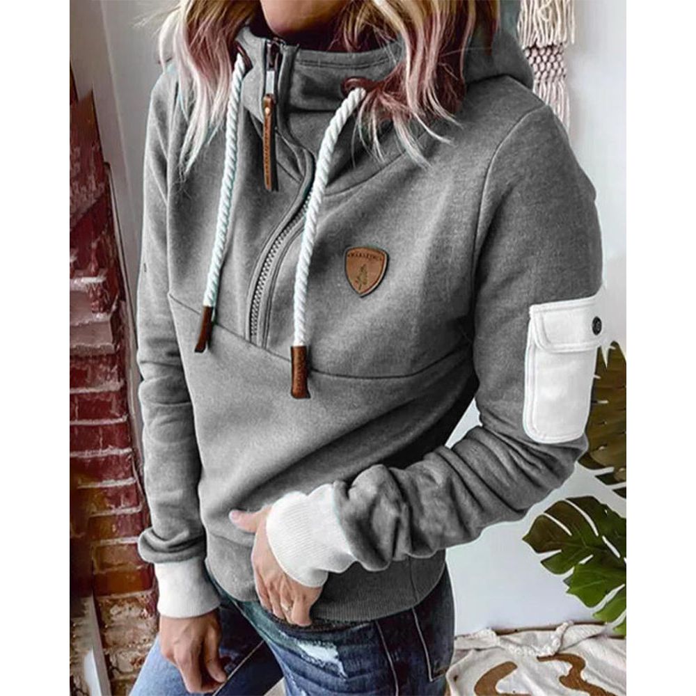 Snuvia™ - Kapuzenpullover mit Viertelreißverschluss Kordelzug und Ärmeltasche