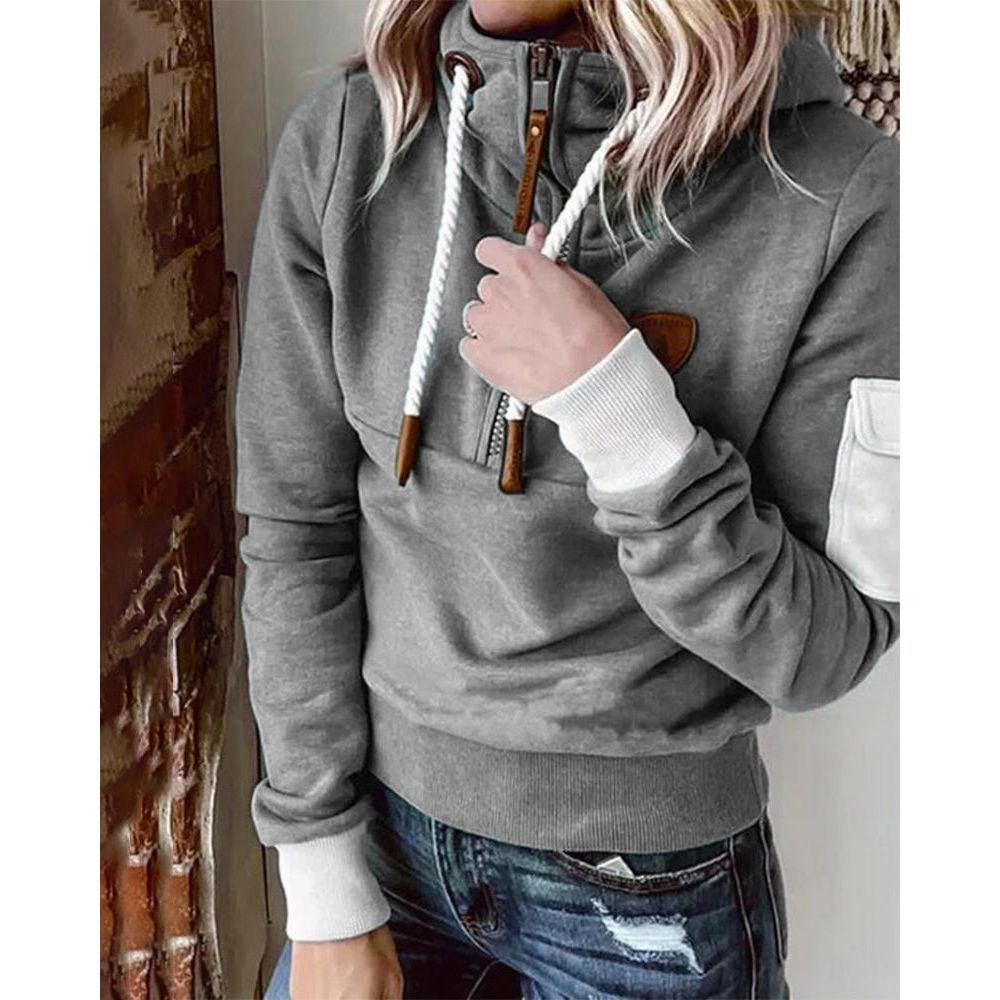 Snuvia™ - Kapuzenpullover mit Viertelreißverschluss Kordelzug und Ärmeltasche
