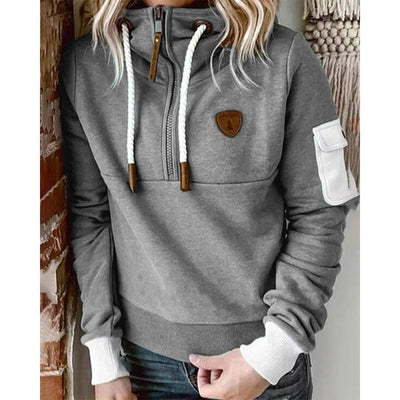 Snuvia™ - Kapuzenpullover mit Viertelreißverschluss Kordelzug und Ärmeltasche
