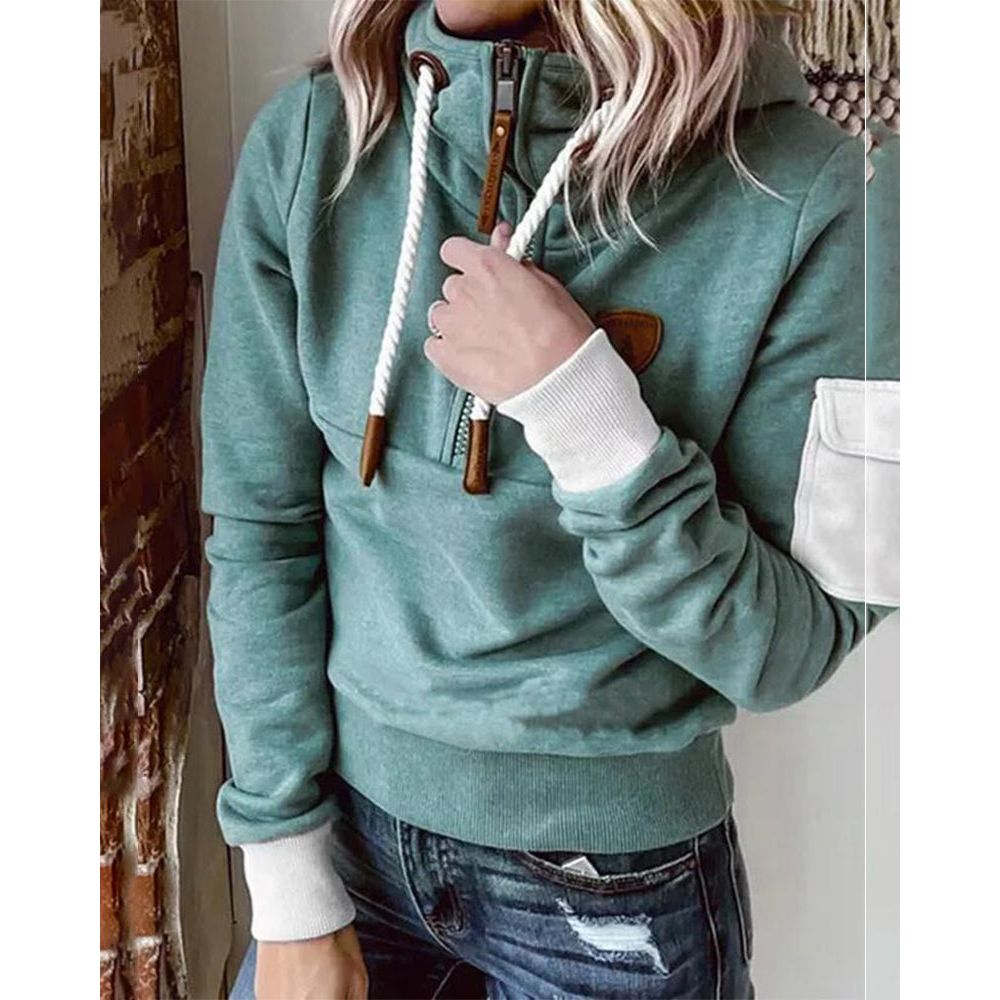 Snuvia™ - Kapuzenpullover mit Viertelreißverschluss Kordelzug und Ärmeltasche