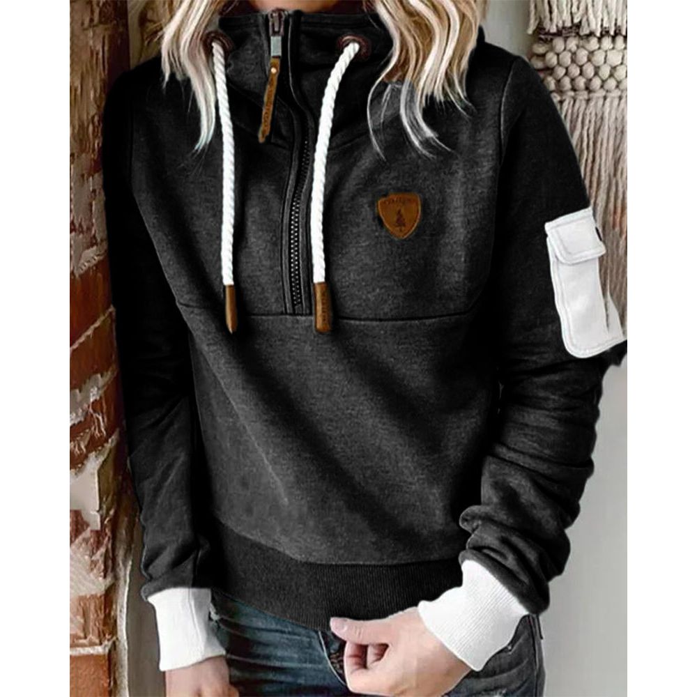 Snuvia™ - Kapuzenpullover mit Viertelreißverschluss Kordelzug und Ärmeltasche
