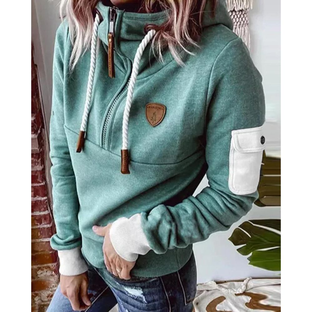 Snuvia™ - Kapuzenpullover mit Viertelreißverschluss Kordelzug und Ärmeltasche