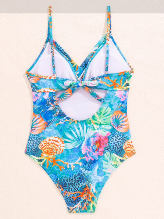 Vivienne™ – Einteiler-Badeanzug mit Cut-Outs und Meeresmuster