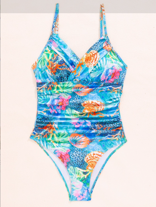 Vivienne™ – Einteiler-Badeanzug mit Cut-Outs und Meeresmuster