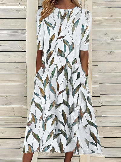 Sela™ – Sommerliches Midikleid mit Rundhalsausschnitt und Küstenblumen-Print