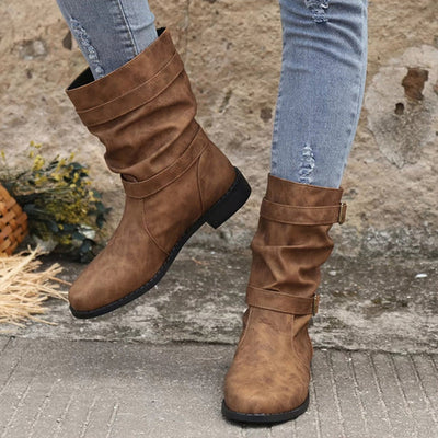 Belvia™ - Damenstiefeletten im Vintage-Stil mit Niedrigem Absatz und Schnallendetail