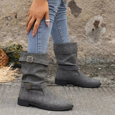Belvia™ - Damenstiefeletten im Vintage-Stil mit Niedrigem Absatz und Schnallendetail