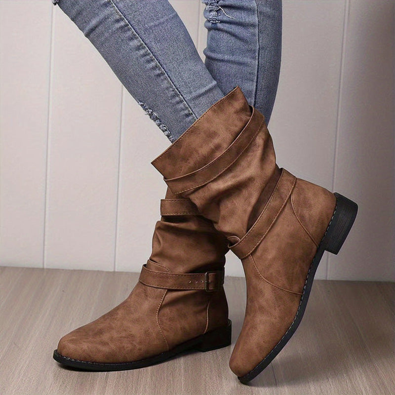 Belvia™ - Damenstiefeletten im Vintage-Stil mit Niedrigem Absatz und Schnallendetail