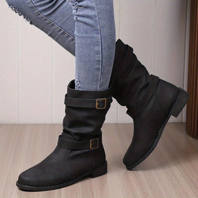 Belvia™ - Damenstiefeletten im Vintage-Stil mit Niedrigem Absatz und Schnallendetail