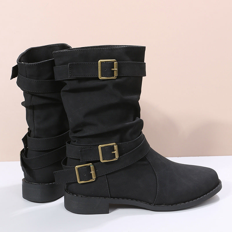 Belvia™ - Damenstiefeletten im Vintage-Stil mit Niedrigem Absatz und Schnallendetail