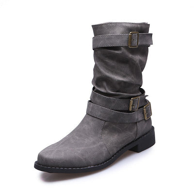 Belvia™ - Damenstiefeletten im Vintage-Stil mit Niedrigem Absatz und Schnallendetail
