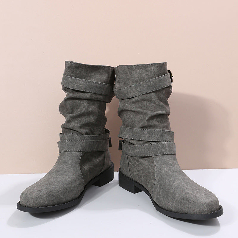 Belvia™ - Damenstiefeletten im Vintage-Stil mit Niedrigem Absatz und Schnallendetail