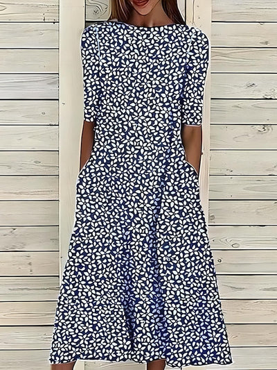 Sela™ – Sommerliches Midikleid mit Rundhalsausschnitt und Küstenblumen-Print